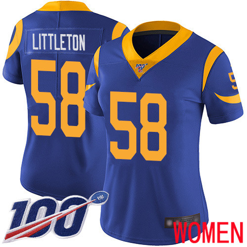 Los Angeles Rams Limited Royal Blue Women Cory Littleton Alternate Jersey NFL Football #58 100th Season Vapor Untouchable->los angeles rams->NFL Jersey